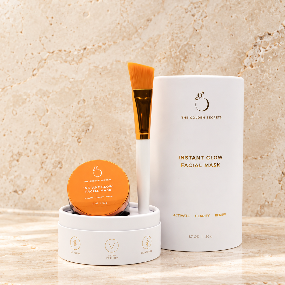 instant glow facial mask in paackaging with brush
